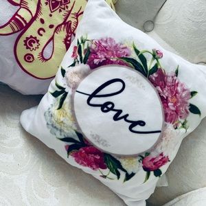 “Love” Velvet Flower Pillow